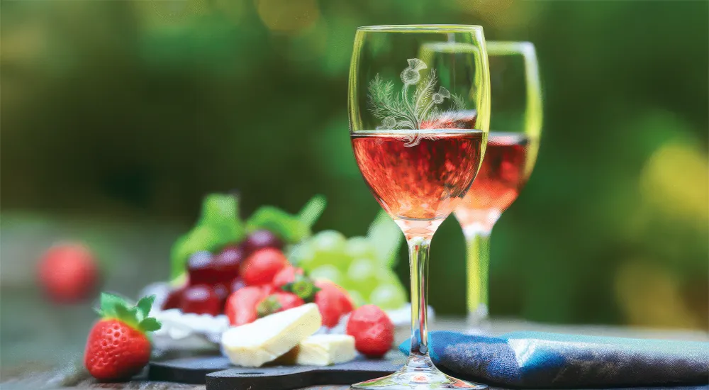 Glasses of wine on a table