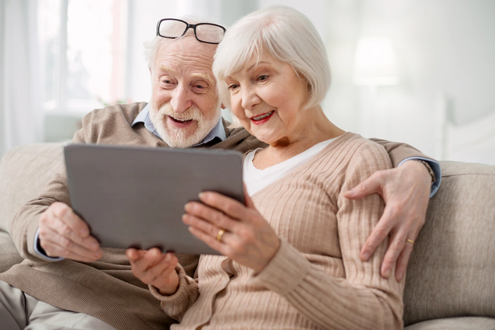 Couple using technology